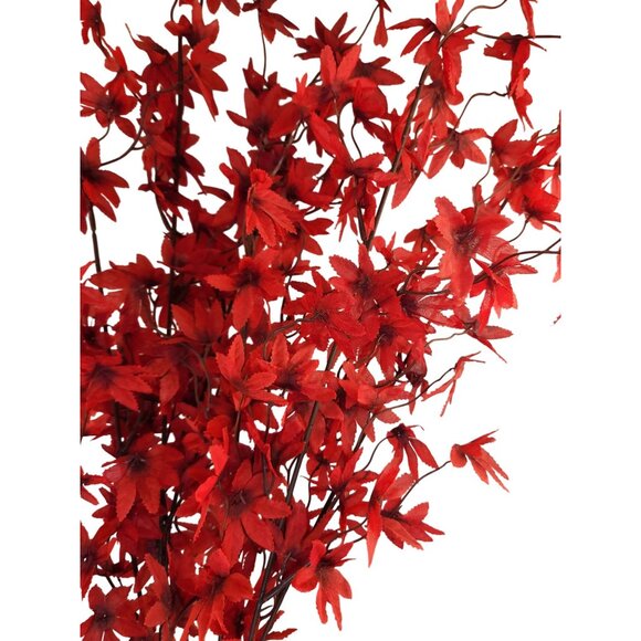Artificial Red Maple Leaf Stems Fall Filler Floral Decor - Set Of 3 - Picture 14 of 14